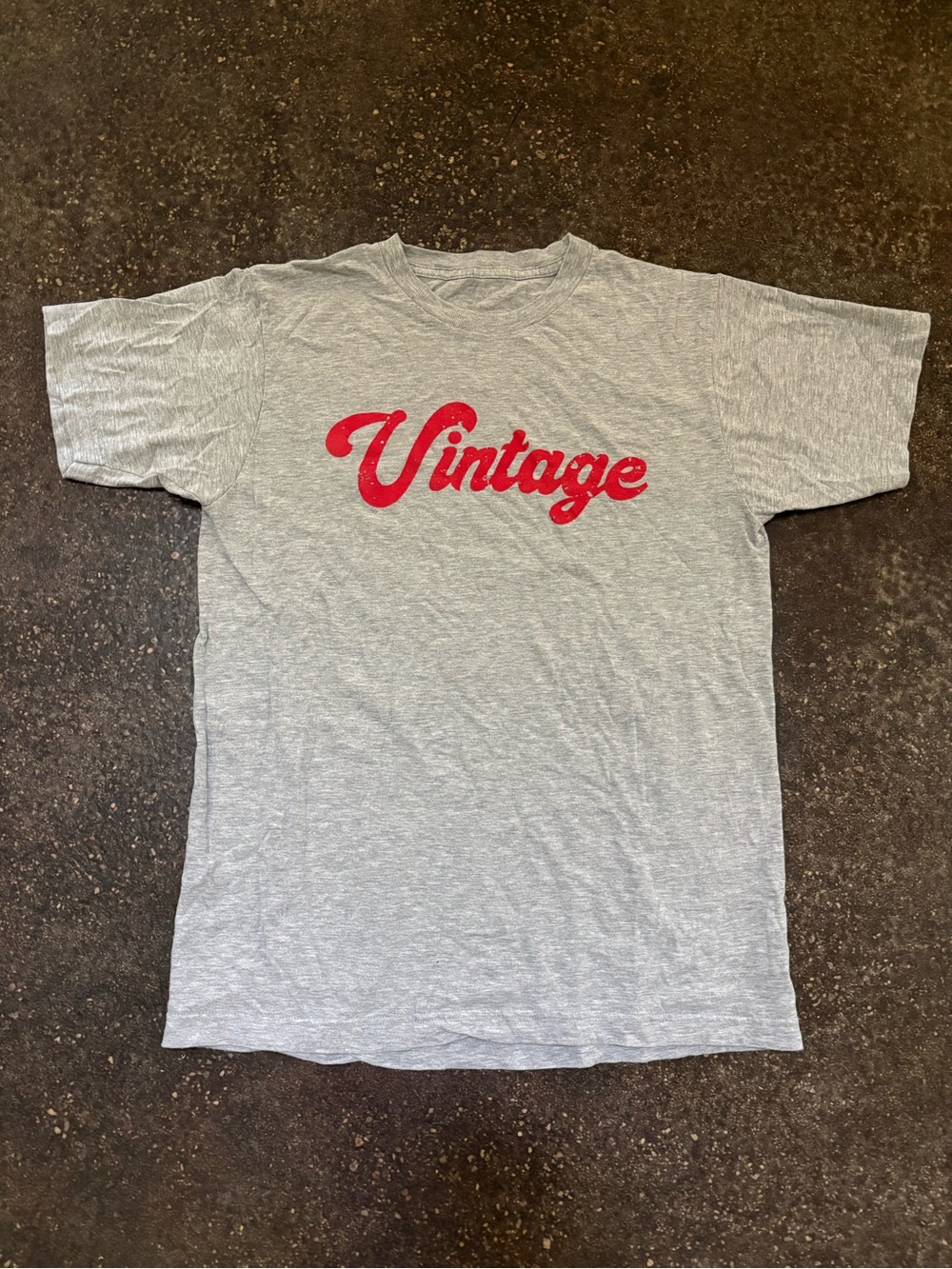 Women’s Crewneck Tee - Gray with Red "Vintage" Script size Med